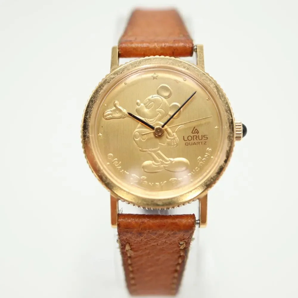 Lorus Disney Mickey Mouse Womens Gold Tone Watch 25mm Dial Y481-1720 New Battery